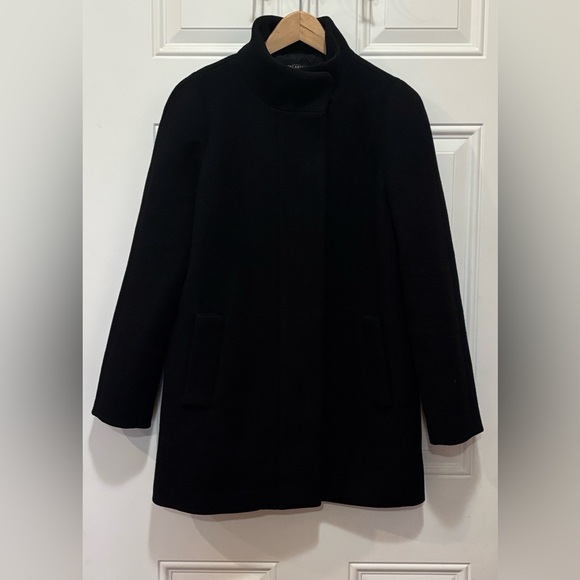 J.Crew Mercantile Black Full Zip Wool Blend City Coat in Size 4 - Picture 2 of 15